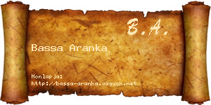 Bassa Aranka névjegykártya